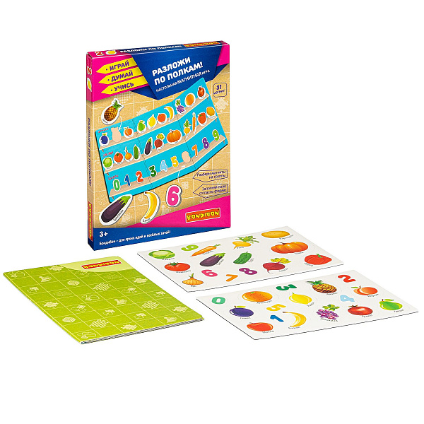Настольная магнитная игра Bondibon Разложи по полкам!  (31 магнит)