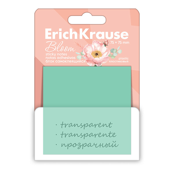 Бумага на л/п 75*75 50 л. ErichKrause Pastel Bloom, пластиковый, ассорти
