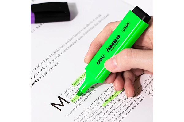 Маркер-текстовыделитель 1-5 мм Deli Jumbo, Зеленый, скошенный пиш. наконечник