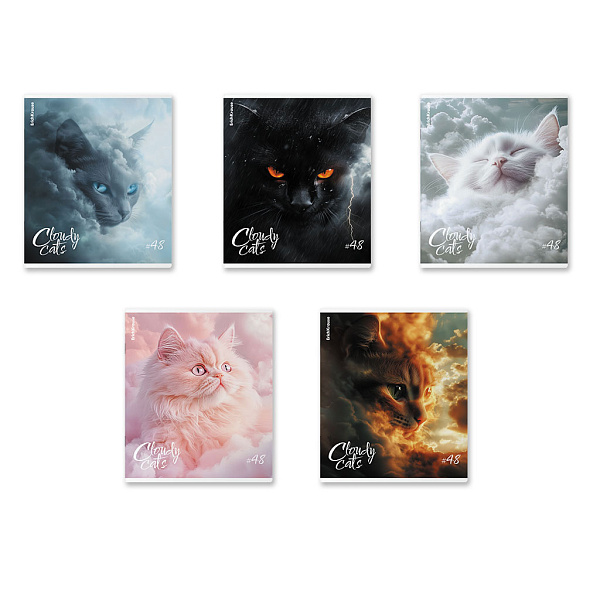 Тетрадь 48 листов в клетку "Cloudy Cats", матовая ламинация  ErichKrause  _MIX-PACK