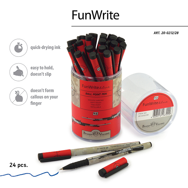Ручка шариковая 0,5 мм "FunWrite. Винтовка" СИНЯЯ