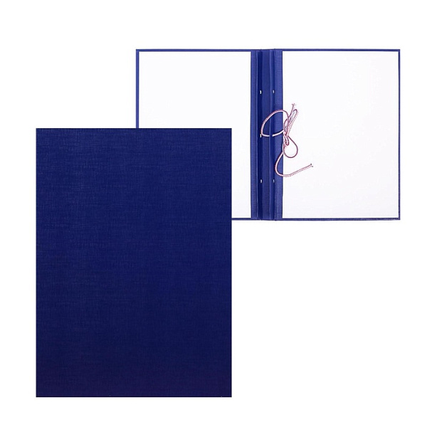 Папка универсальная для выпускных работ (без надписи), бумвинил, гребешки/сутаж, без бумаги, синяя (вместимость до 150 листов)