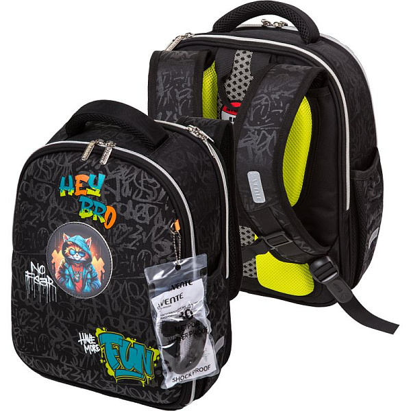 Рюкзак школьный "deVENTE. Junior. Hey Bro" 35x27x13 см, вес 800 г, жёсткий.1 отд.на молнии, эргон