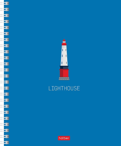 Тетрадь 96 л. ЛИН. на гребне "Lighthouse" 60-65г/кв.м ламинация Soft-touch 2 диз. в блоке