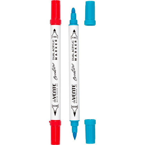 Набор маркеров акриловых "deVENTE. HOBBY CREATIVE. Classic&Pastel" 36 цв. двусторонние (кистевидный 1-5 мм/пулевидный 2-4 мм), круглый корпус, в пластиковой коробке