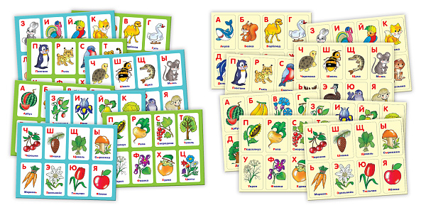 Лото "Азбука животных, азбука растений" 8 карточек 165х125мм 64 фишки Развивающее в коробке