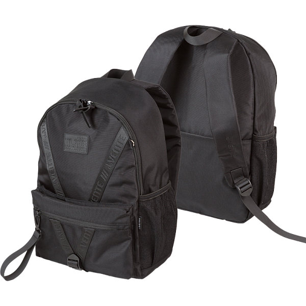 Рюкзак "deVENTE. TOTAL BLACK" подростковый 44x31x20 см (19 л) 650 г, плотный износостойкий полиэстер с водоотталкивающей пропиткой, 1 отделение на молнии с уплотненным отделением для ноутбука до 15 дюймов и книг, 1 передний карман на молнии, 2 боковы