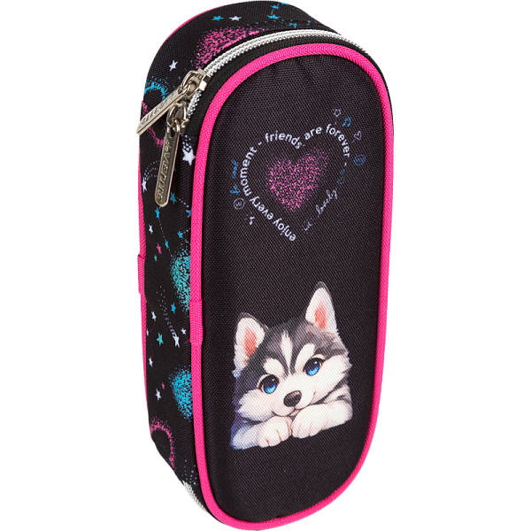 Пенал "deVENTE. Cute Husky" 21x8x5 см, овальный для 50 предметов, с внутренним органайзером-створкой