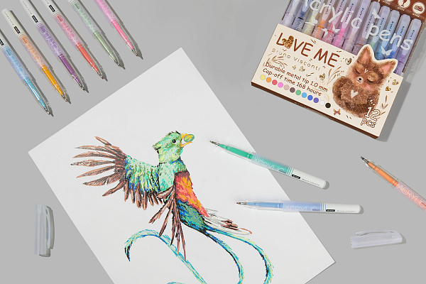 Набор ручек АКРИЛОВЫХ "LOVE ME", 1,0 мм, 12 цветов