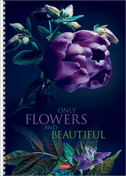 Тетрадь А4 96 л. кл. на гребне "Beautiful flower" перфорация на отрыв 65г/кв.м мат.4 диз.в блоке