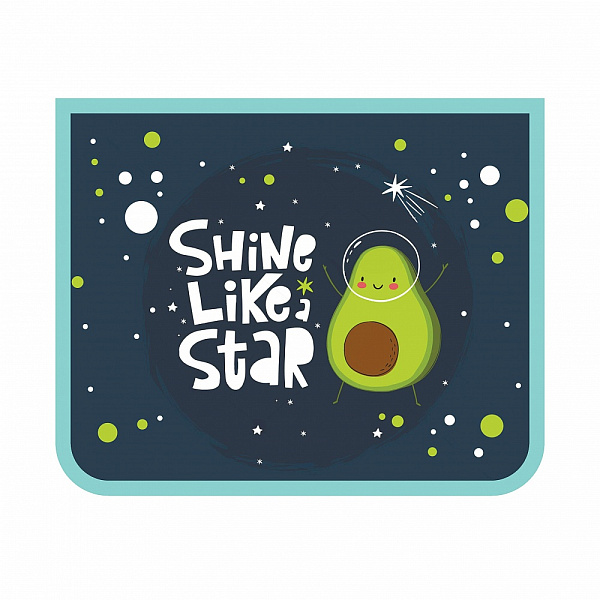 Папка для тетрадей А5 молния сверху "КОСМИЧЕСКИЙ АВОКАДО" печать на картоне