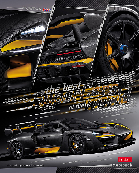 Тетрадь 48 л. кл. "SuperCarsWorld"  матов.ламин. 3D фольга 5 диз.в блоке скругл.углы 