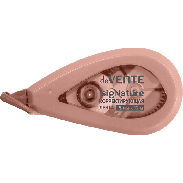 Корректир. лента 5мм х 12м "deVENTE. sigNATURE" полупрозрачный корпус с цветной рамкой, пудрово-розовый, фронтальный аппликатор, в картонном блистере