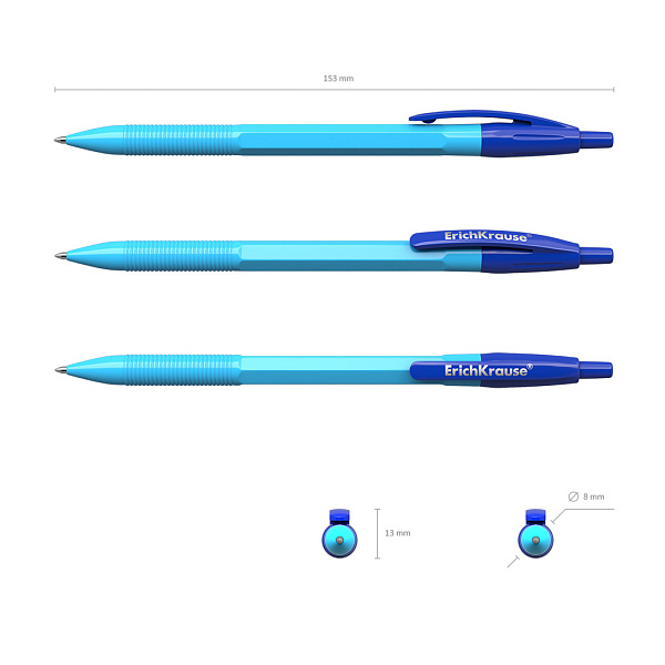 Ручка шариковая автоматическая  ErichKrause® R-301 Neon Matic 0.7, цвет чернил синий (в коробке по 50 штук)