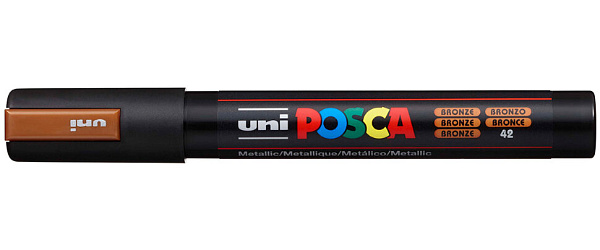 Маркер акрил. POSCA PC-5M бронзовый, 1.8 - 2.5 мм,пулевидныйнаконечник(номер цвета 42)