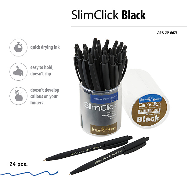 Ручка шариковая автомат. 0,5 мм "SlimClick.BLACK" СИНЯЯ