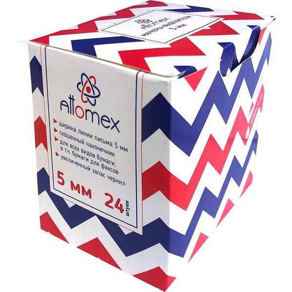 Маркер-текстовыделитель 1-5 мм "Attomex" Голубой, плоский корпус, скошенный наконечник. в карт.кор.