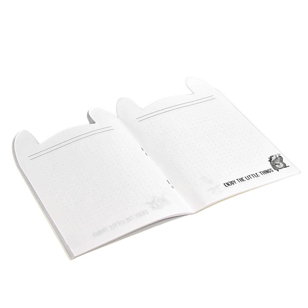 Блокнот 120*170 32 л. в точку "ДВА ДРУГА" /фигурная вырубка, мягкий переплёт (2 скобы). вн.блок - белый офсет, Обложка - мелованный картон 190 г/м², матовая ламинация/