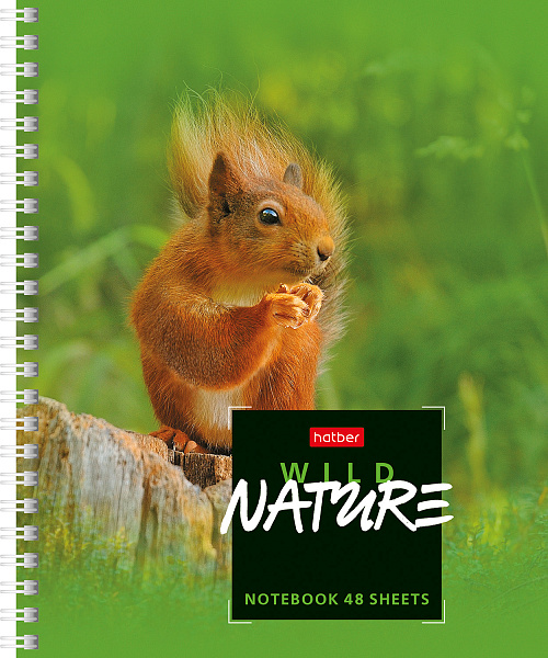 Тетрадь 48 л. кл. на гребне "Wild Nature" 4 диз. в блоке