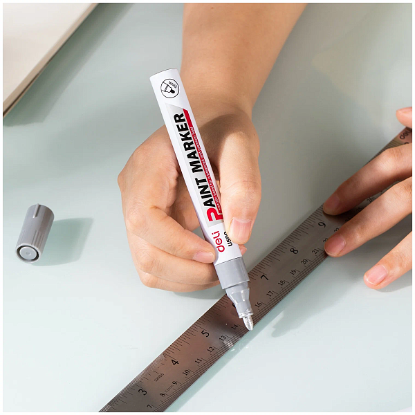 Маркер-краска 2 мм Deli  пулевидный пиш. наконечник серебристый