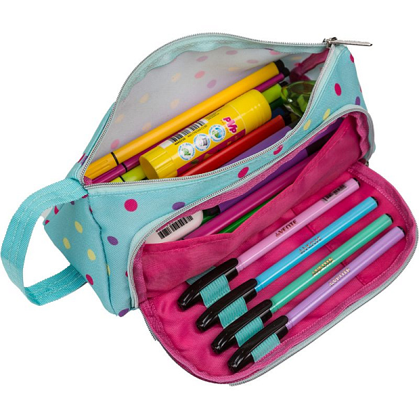 Пенал "deVENTE. Candy Cat" 21x8,5x8,5 см, треугольный для 70 пр., плот.текстиль, на молнии, с ручкой,каучуковая аппликация