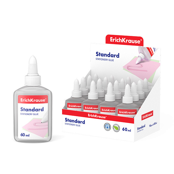 Клей канцелярский ErichKrause Standard, 60мл (в дисплее)