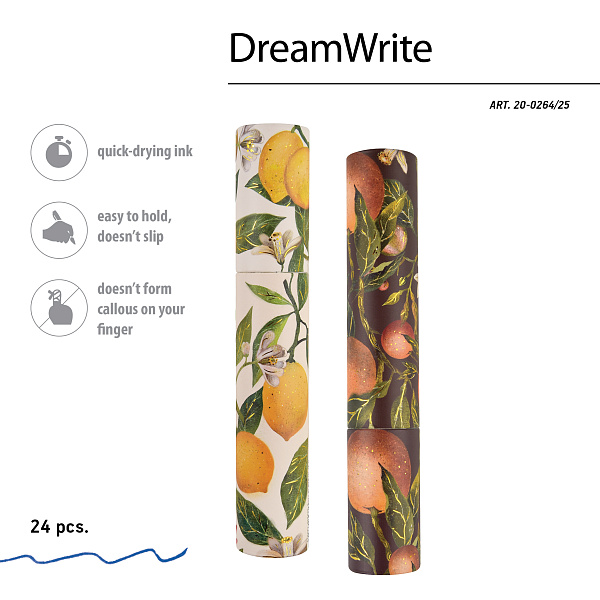 Ручка шариковая 0,7 мм "DREAMWRITE. "FLORA. PARADISE" СИНЯЯ, В ПОДАРОЧНОЙ ТУБЕ