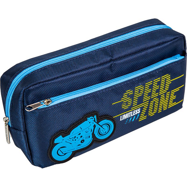 Пенал "deVENTE. Speed Race" 21x9x6 см, прямоуг.для 60 пр.текстильный, на молнии, наружный объемный карман на молнии, с каучуковой аппликацией