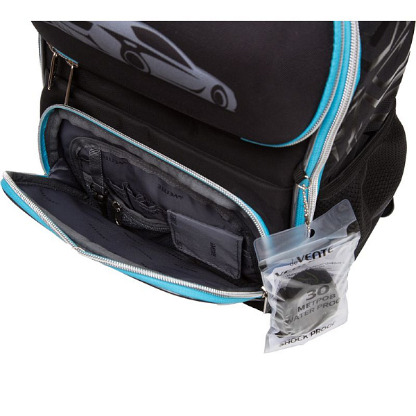 Ранец "deVENTE. Smart. Drift" школьный жесткий 37x28x14 см (14 л) вес 800 г, 1 отд. на замке с карманом для учебников, 2 передних кармана на молнии, 2 боковых кармана на резинке с расширением, эргономичная формоустойчивая вентилируемая спинка и мягки