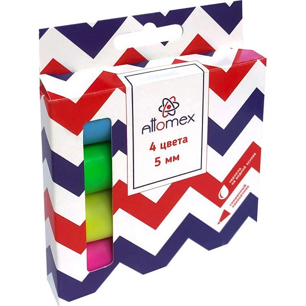 Набор маркеров текст. 4 шт. "Attomex" (желт, зел, гол, роз) плоский корпус, скошен.наконечник. карт.короб