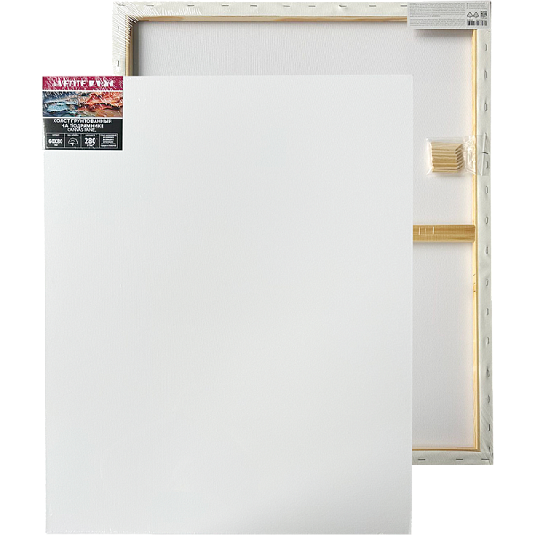 Холст на подрамнике 60*80 см грунтованный 100% хлопок 280 г/м², мелкое зерно, цвет белый, набор клиньев, "deVENTE. ARTISTIC STUDIO" термоусадочная пленка