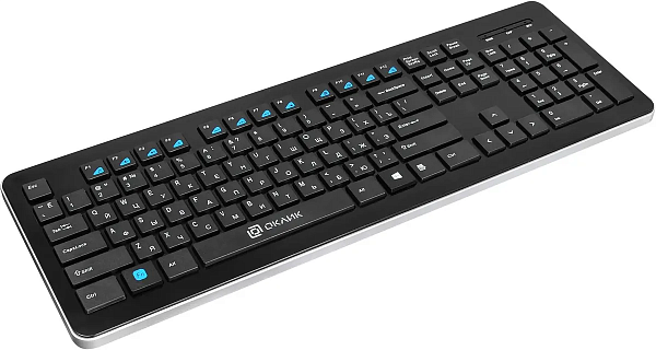 Клавиатура Оклик 870S черный USB беспроводная slim Multimedia