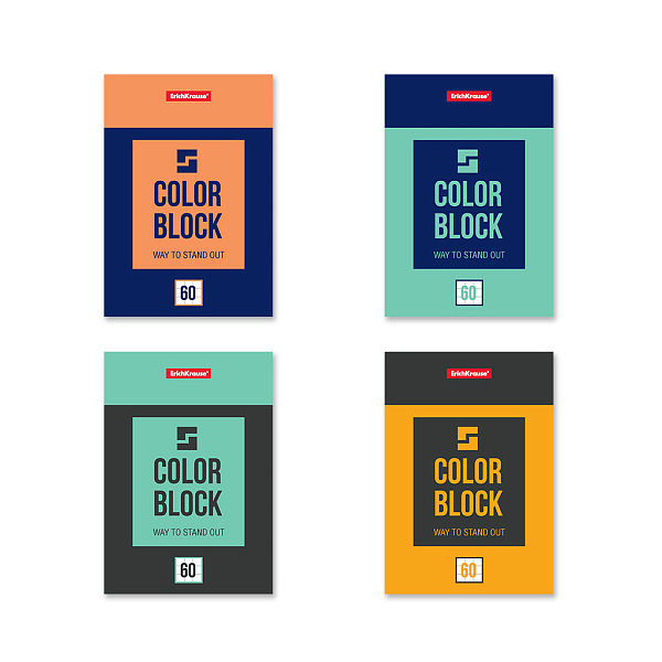 Блокнот А6 60 л. кл. на клею ErichKrause® Color Block, 