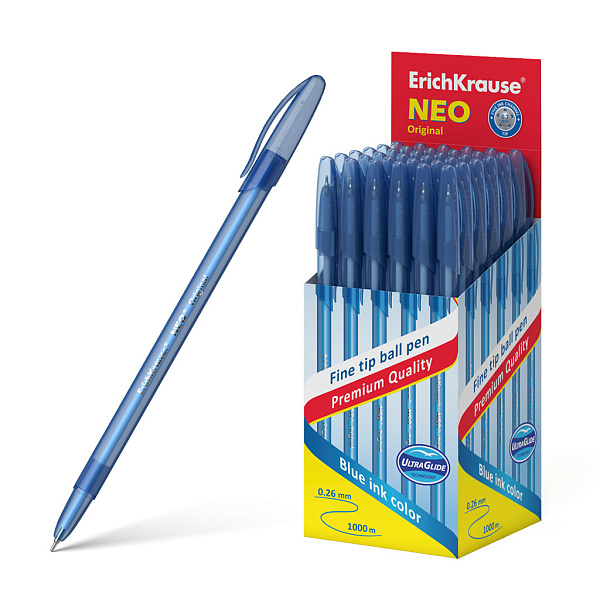 Ручка шариковая ErichKrause® СИНЯЯ, Neo® Original, (в коробке по 50 шт.)