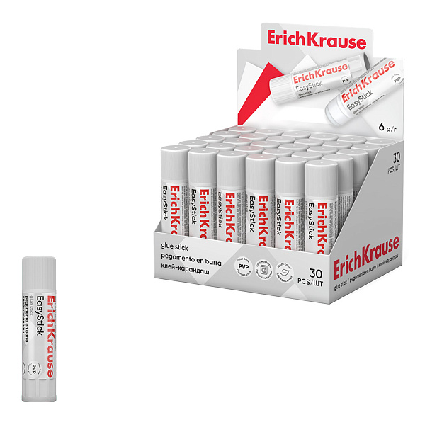 Клей-карандаш  06 г ErichKrause EasyStick, (в коробке-дисплее )