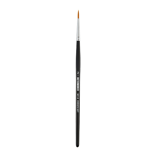 Кисть для акрила Sketchmarker 341 синтетика мягкая круглая ручка короткая №2