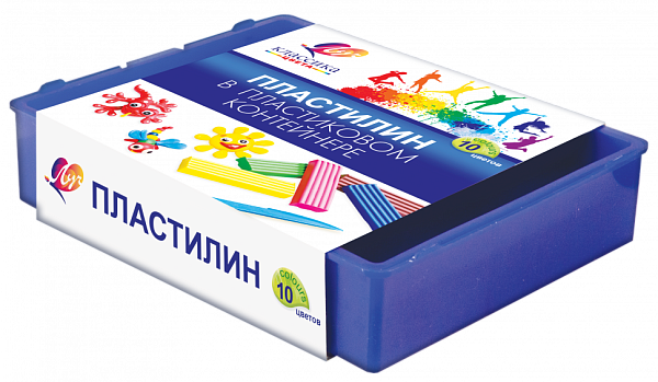 Пластилин 10 цв. Луч "Классика" в пластмассовом контейнере