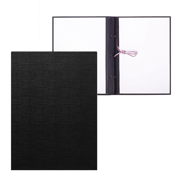 Папка универсальная для выпускных работ (без надписи), бумвинил, гребешки/сутаж, без бумаги, чёрная (вместимость до 150 листов)