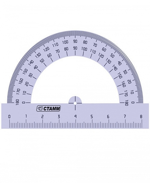 Транспортир 180°  8 см прозрачный тонир.