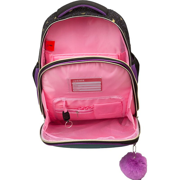 Рюкзак школьный "deVENTE. Choice Lite. Beautiful Cat" жесткий 38x29x17 см (17 л) вес 800 г, 1 отделение на молнии с разделителями для учебников, 1 отделение с органайзером, 2 боковых кармана сеткой на резинке, эргономичная формоустойчивая вентилируем