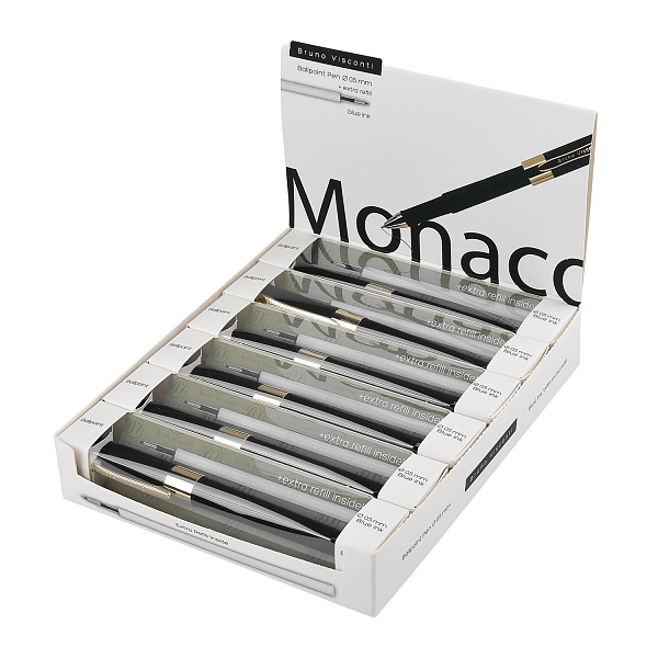 НАБОР: РУЧКА "MONACO" ШАРИКОВАЯ 0.5 ММ, СИНЯЯ (черный корпус) С ДОПОЛНИТЕЛЬНЫМ СТЕРЖНЕМ (10702070/100224/3059312,КИТАЙ)