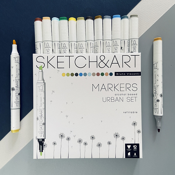 Набор скетч маркеров 12 цв. 2-х ст. "SKETCH&ART" АРХИТЕКТУРА