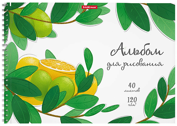 Альбом д/рис. 40 л. на спирали ErichKrause Juicy Fruits, А4, микроперфорация