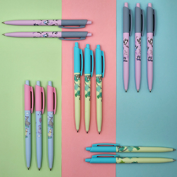 Ручка шариковая 0,5 мм "HappyClick. Sweet Animals. Коалы-очаровашки, СИНЯЯ