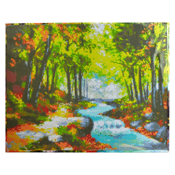 Алмазная мозаика 40*50 см "ЛЕСНАЯ ПРОХЛАДА" (24 цветов страз, холст на подрамнике с напечатенной картиной, покрытый клеевым слоем и защитной пленкой, пакет