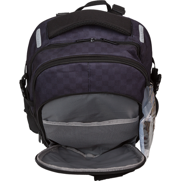Рюкзак "deVENTE. Ergo. Super Spy" школьный 39x28x20 см (18 л) 600 г, 2 отделения на молнии, одно с уплотненным отделением для ноутбука до 15 дюймов и книг и карманом для учебников, второе с органайзером и карабином для ключей, передний карман на молн