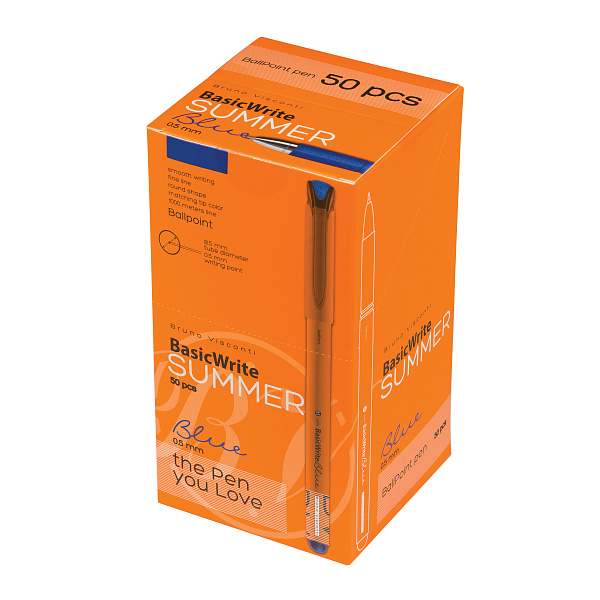 Ручка шариковая 0,5 мм Bruno Visconti "BasicWrite.Summer" СИНЯЯ