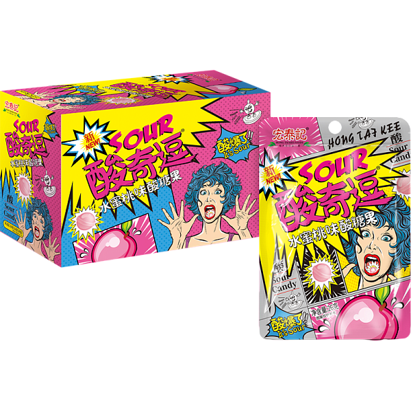 Леденцы кислые Sour Candy Mini 26 г, в пластиковом пакете с подвесом, персик