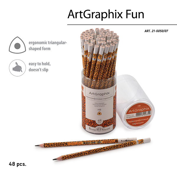 КАРАНДАШ ЧЕРНОГРАФИТОВЫЙ "ArtGraphix. Fun.  Леопард" НВ (пластиковый корпус) (10129060/310719/0019114,КИТАЙ)