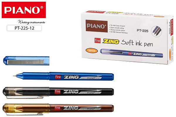 Ручка шариковая 0,7 мм "Piano Fine ZING" на масляной основе синяя, цветной корпус